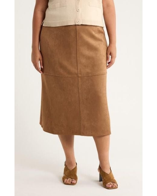 MAX Studio A-Line Faux Suede Midi Skirt