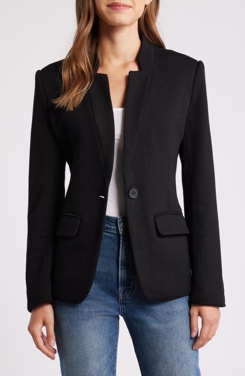 MAX Studio Black Textured Knit Blazer with Pockets