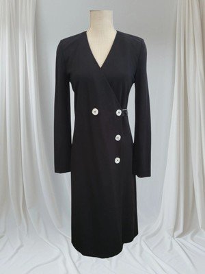 MAX Studio Long Sleeve Wrap Black Dress