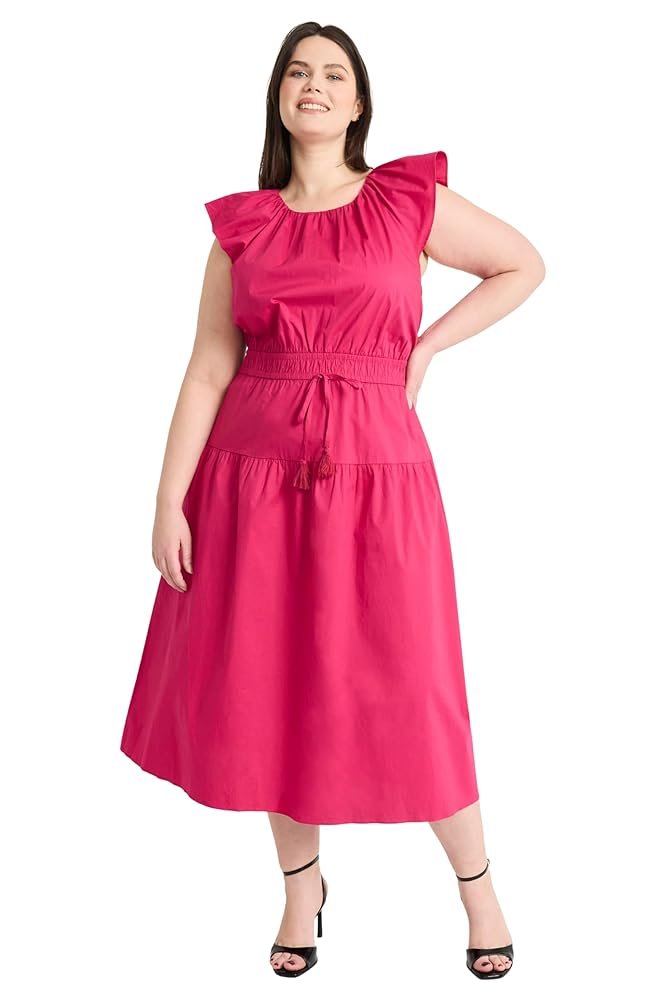 Amazon.com: Maggy London Women's Elegant Midi A-Line Smocked Waist ...